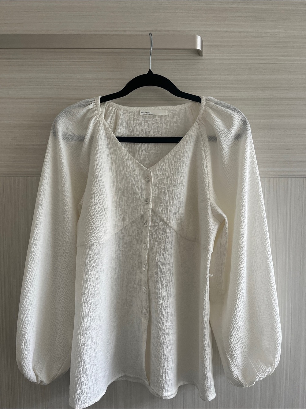 Oak and Fort Cream Button-Front Blouse